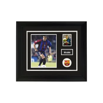 Three For During His Time At Barça, Rivaldo, Autographed Photo With Certificate, Framed