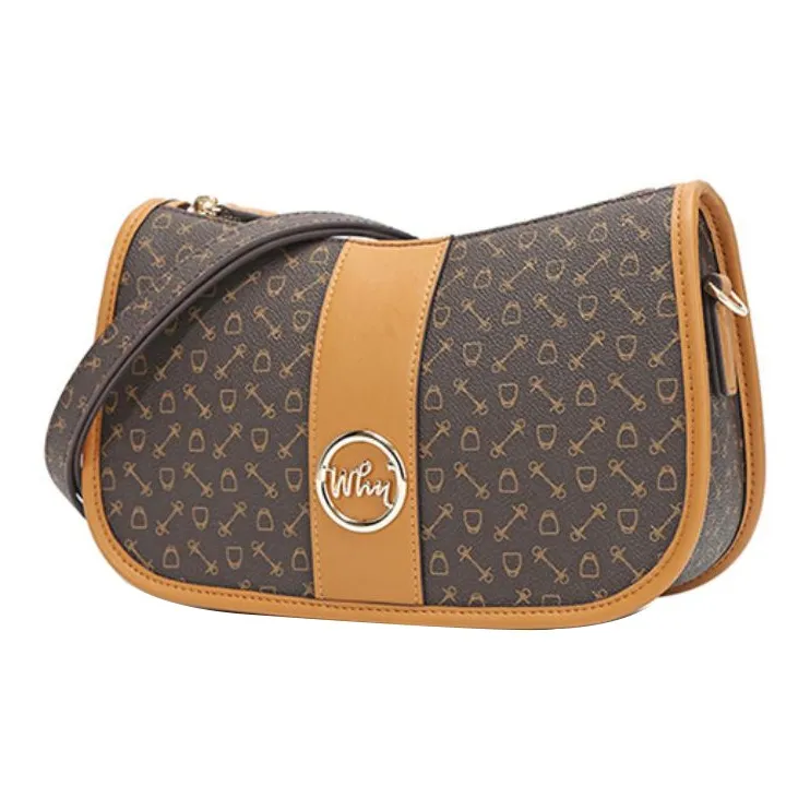 Why Artificial Leather Crossbody Bag, Shoulder Bag Medium Size Women's Coffee & Camel-1