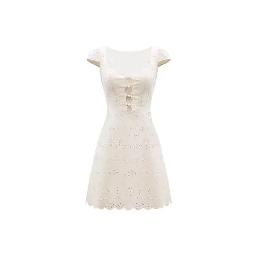 TENNE GIRL Short-Sleeved Dresses Women's Cream White