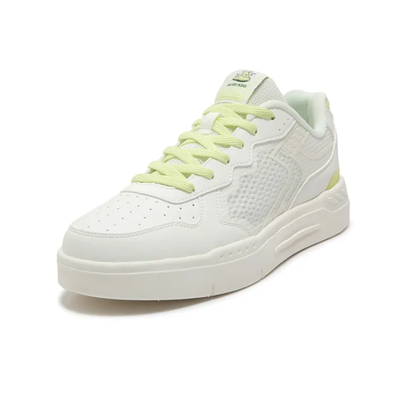 361° Anti Slip And Wear Resistant Breathable Low Top Skateboard Shoes Women's White Green-1