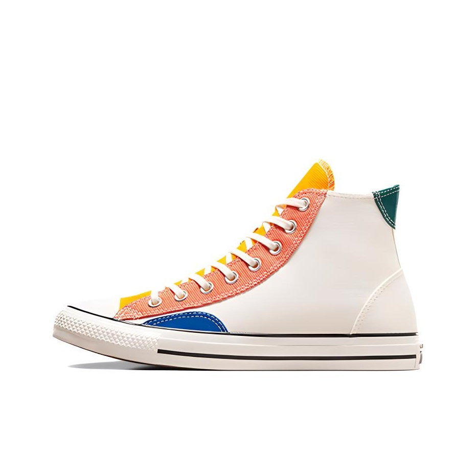 Chuck Taylor All Star Converse High Patchwork Egret Yellow Blue POIZON