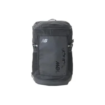 New Balance Polyester With Synthetic Leather Backpack Unisex Black Gray