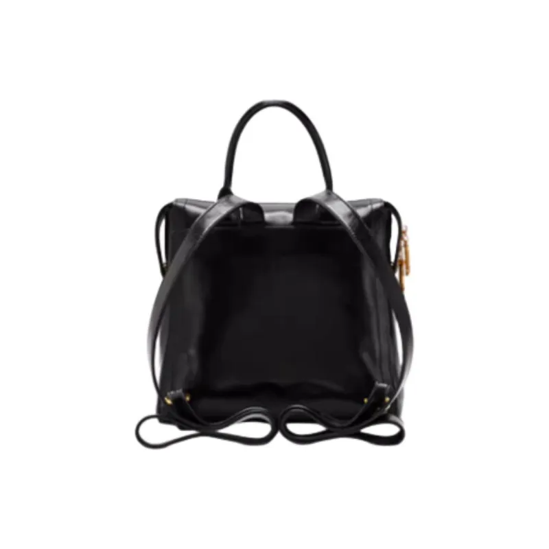 Hush Puppies Cow Leather Bonded Synthetic Leather Backpack Small Size Women's Black/Brown-2