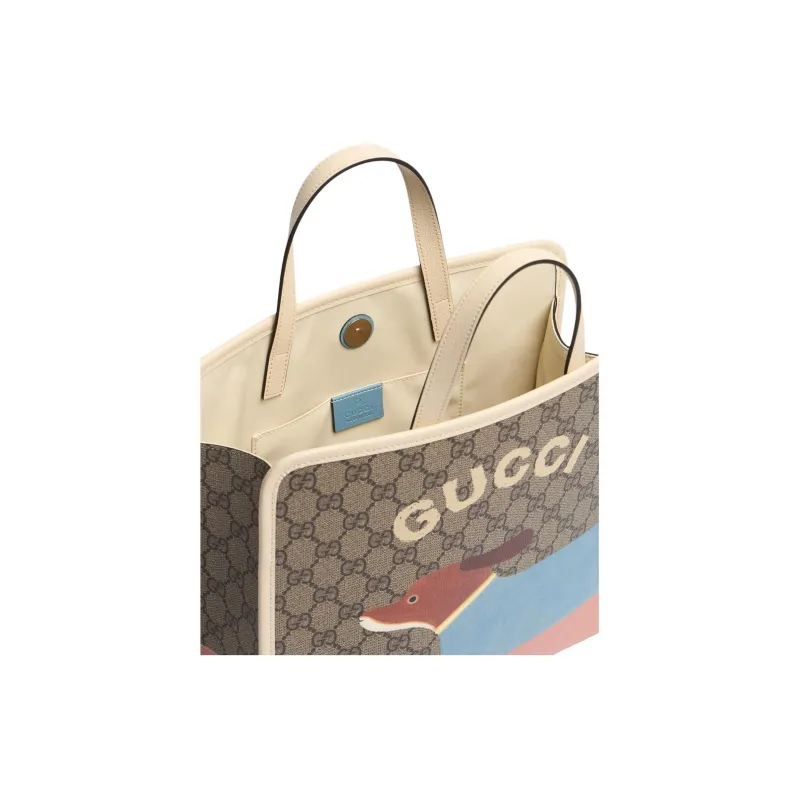 GUCCI Canvas Bag, Tote Bag, Shopping Bag, Handbag Kids' Beige Yellow & Ebony-3
