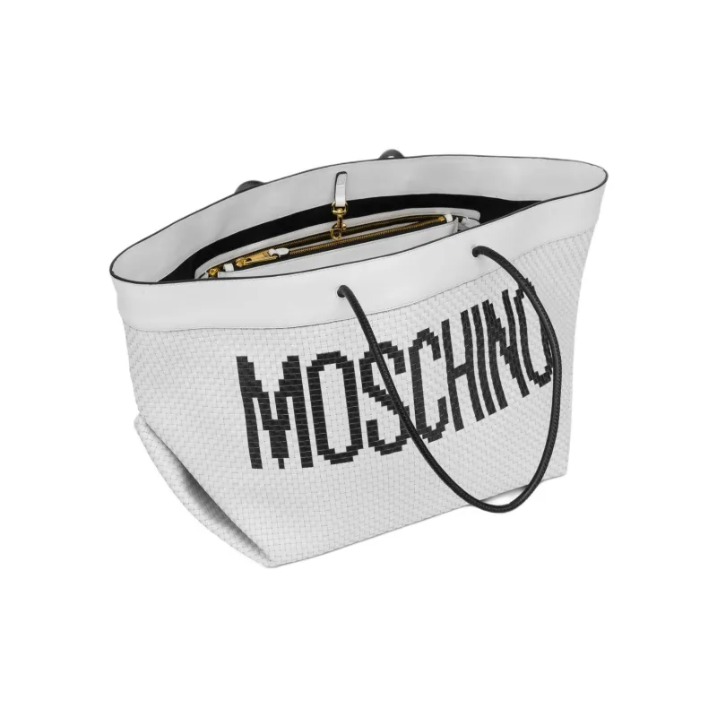 MOSCHINO Logo Printed Braid-Detailed Tote Bag-2