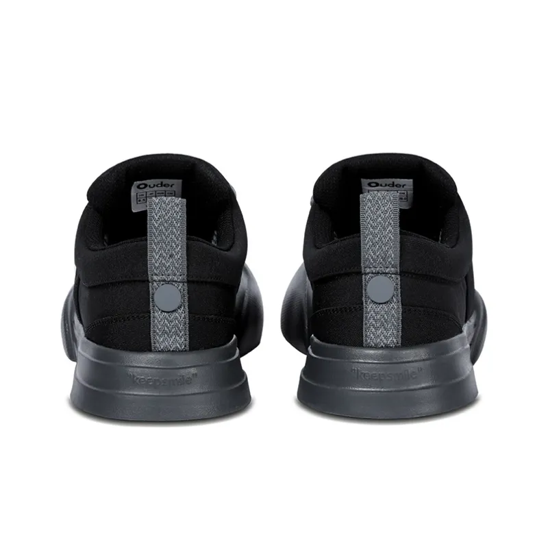 Ouder Smiler Laughs Series Anti Slip Wear Resistant Low Top Canvas Skateboard Shoes Unisex Black-4