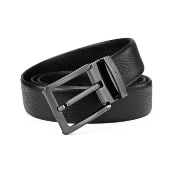 JAGUAR Cut-Out Pin Buckle Design For Soft Comfort Cow Leather Leather Belts Men's Black Width 3.4cm