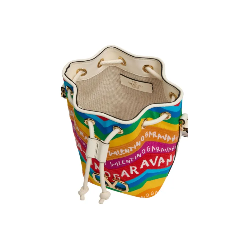 Valentino GARAVANI Canvas Bag, Bucket Bag, Handbag, Shoulder Bag, Crossbody Bag Mini Women's Multicolor-5