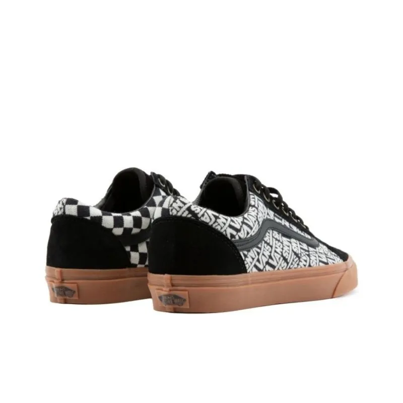 Vans Old Skool Casual Fashion Skate Shoes Full Print Black White-3