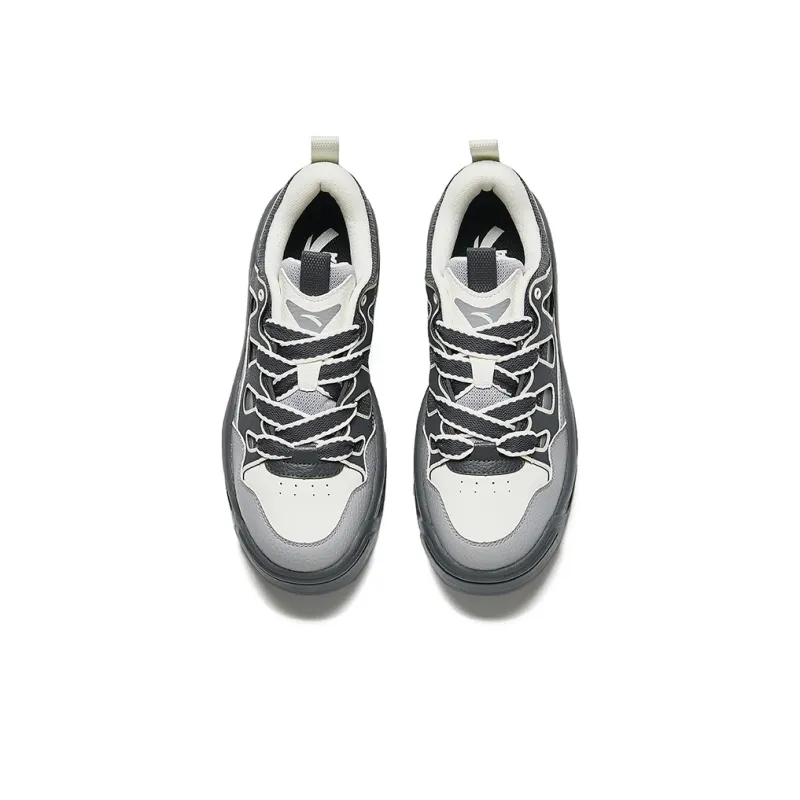 Anta Life Collection Anti-Slip Wear-Resistant Low-Top Skateboard Shoes Men's Gray White-2