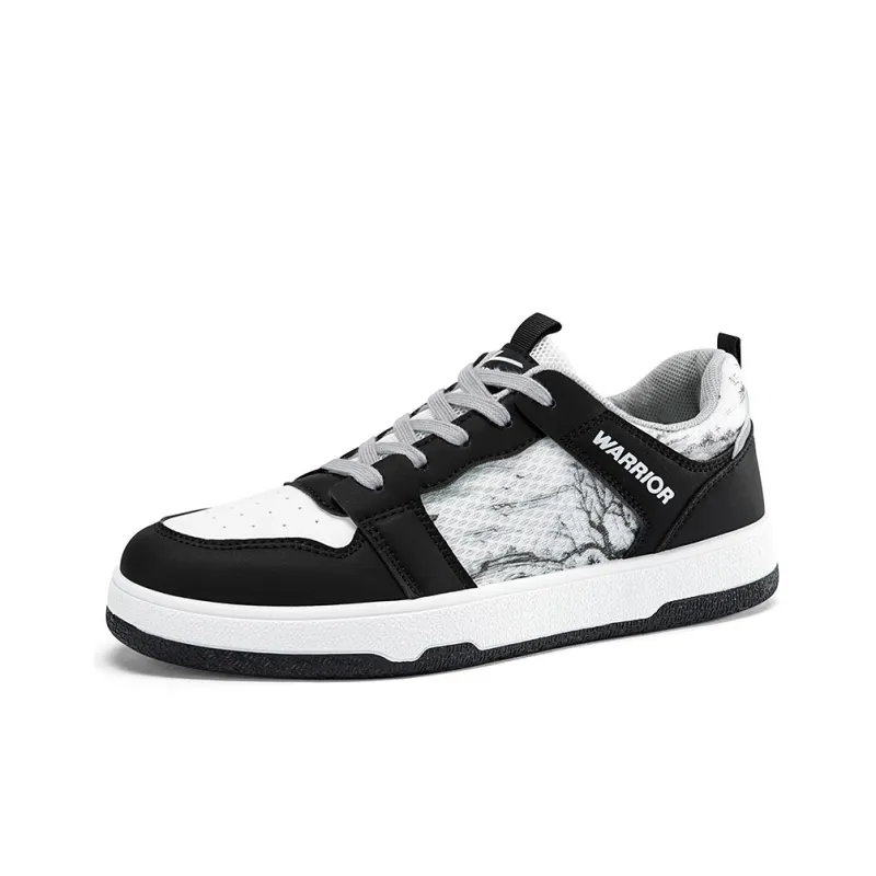 Warrior Non-slip Lightweight Low-Top Skateboard Shoes Men's White Black-1