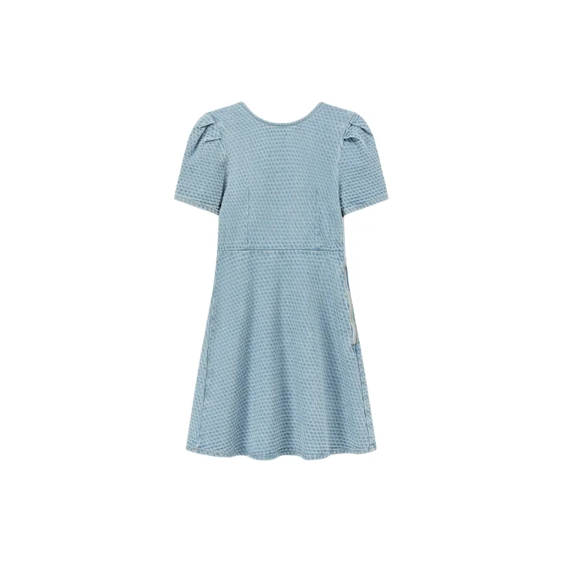 CHUU Short Sleeved Dresses Women's Light Denim Blue-1