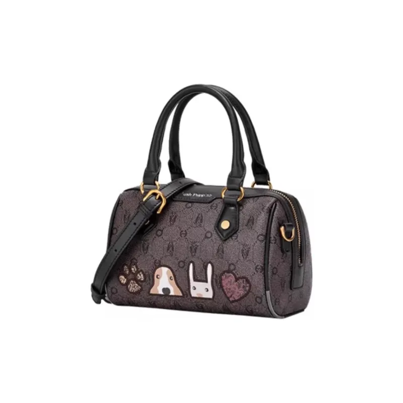Hush Puppies Synthetic Leather Shoulder Bag Crossbody Bag Handbag Medium Size Women's Beige Apricot/Khaki/Black-1