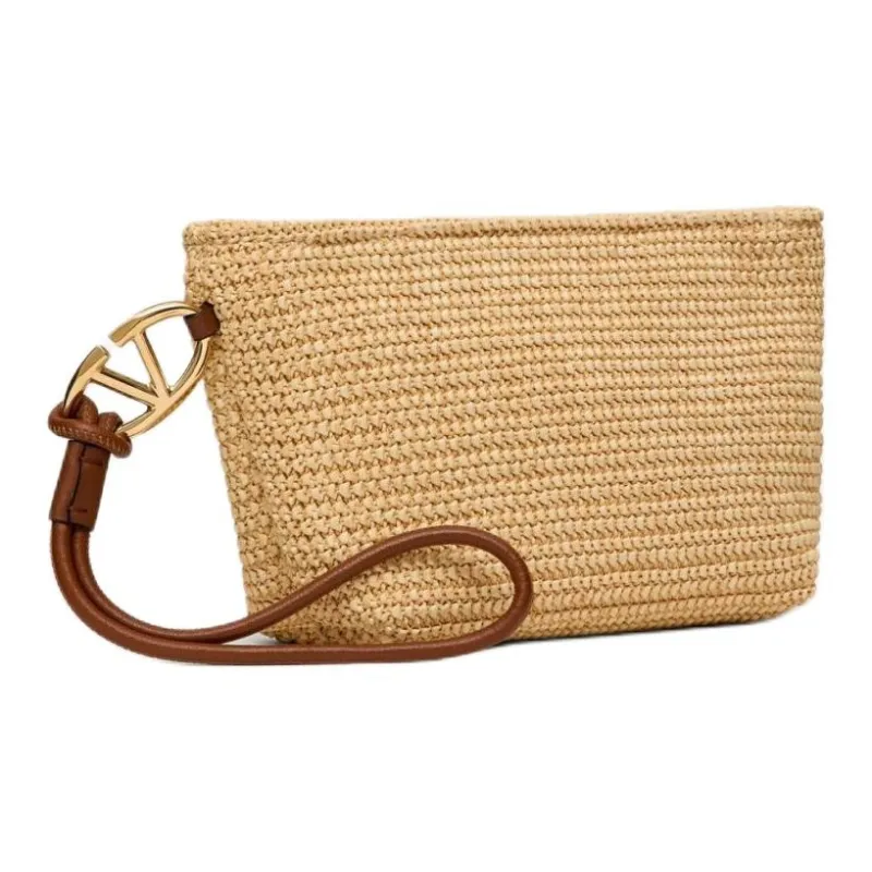 Valentino GARAVANI Raffia Clutch Women's Natural & Tobacco-1