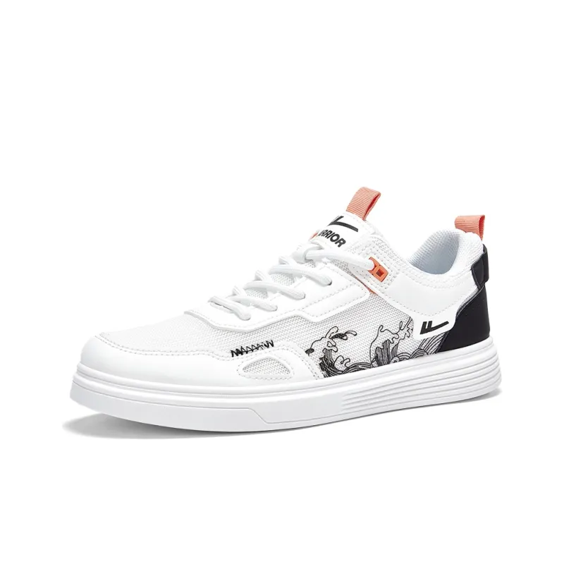 Warrior Lightweight And Breathable Low-Top Skateboard Shoes Men's White Black-1