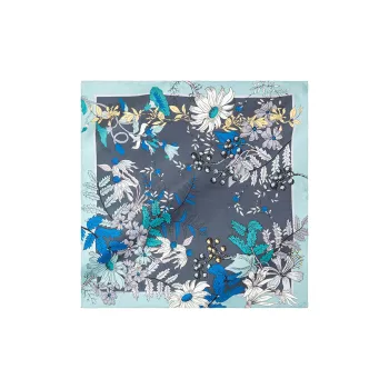 MARJAKURKI Large Scarf 'Backyard Paradise' Silk Scarf Greeting Card Women's