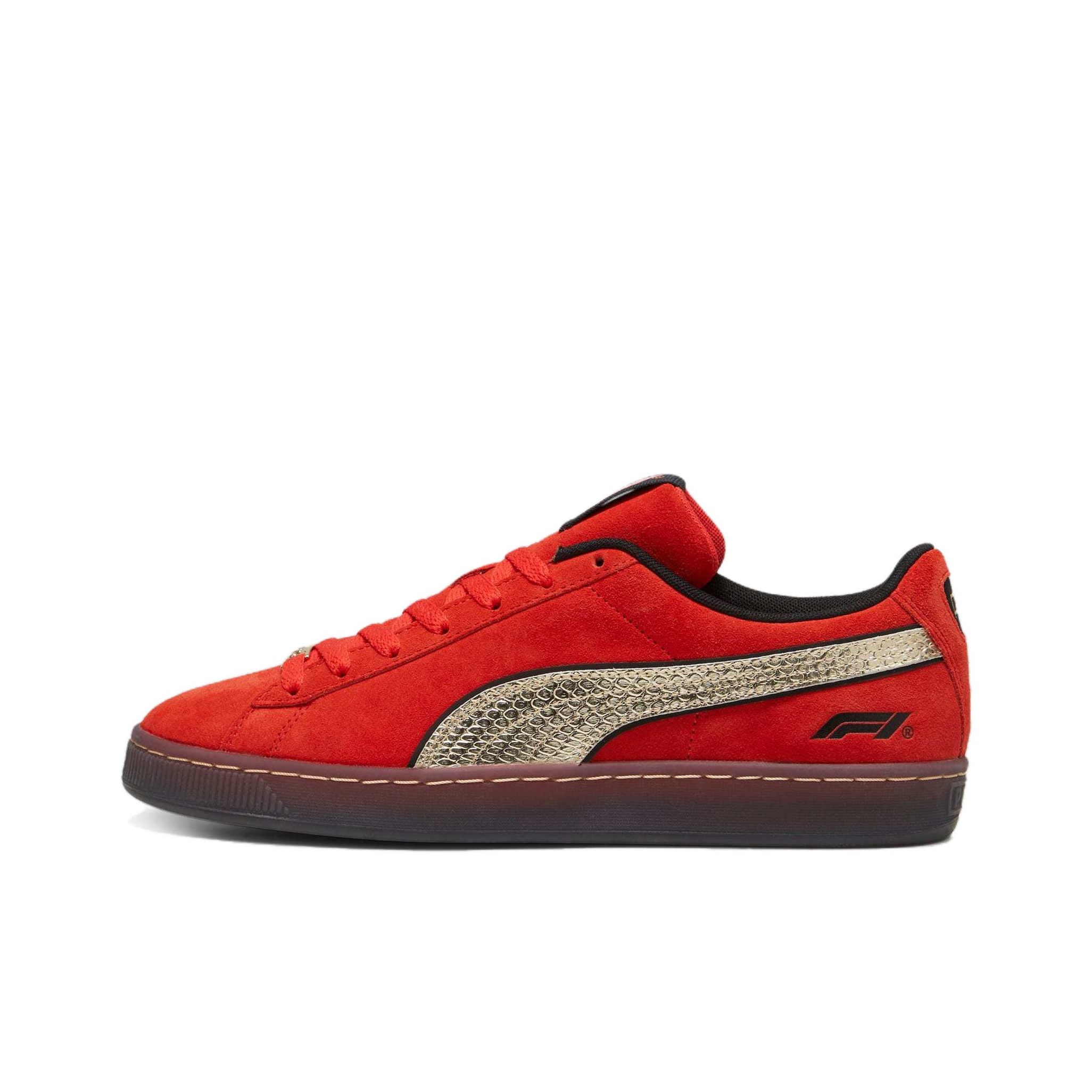 Puma suede red gold best sale