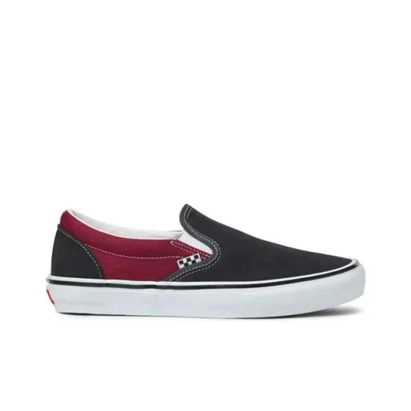 Vans Slip On Casual Skateboarding Shoes Unisex Black Red-1