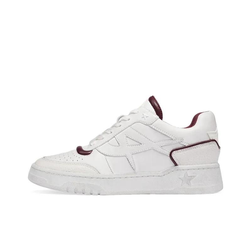 ASH BLAKE Collection Wear Resistant Low Top Skateboard Shoes Women's White Red-0