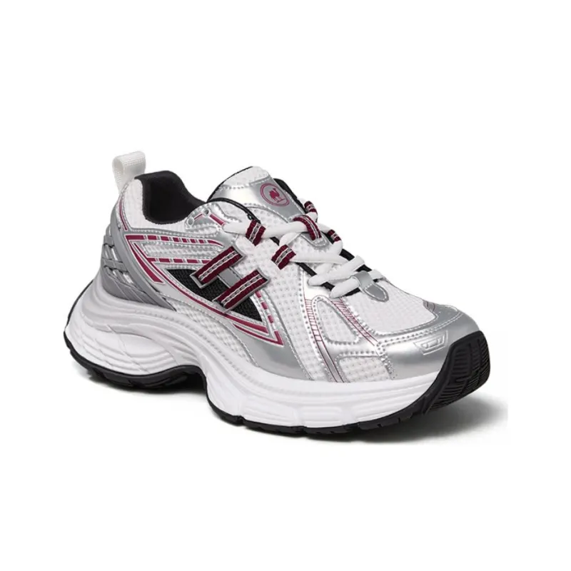CAMEL Cushioning Wear Resistant Low Top Running Shoes Women's White Silver Red-3