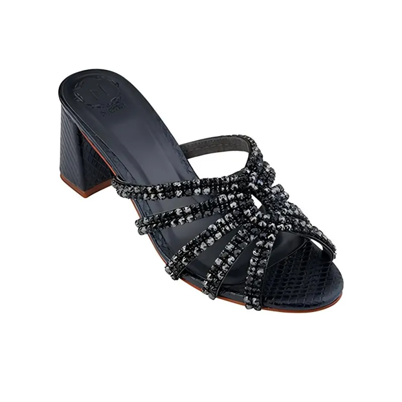 NICOLI Slide Slippers 7cm Women's Black-2