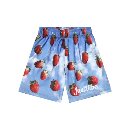 JUST VIBE Casual Shorts Unisex Strawberry Blue