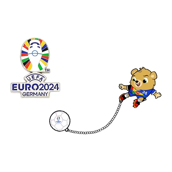 UEFA EURO 2024 Keychain Badge Zinc Alloy Mascot 36x29.5mm Soccer 17x17mm Unisex-8