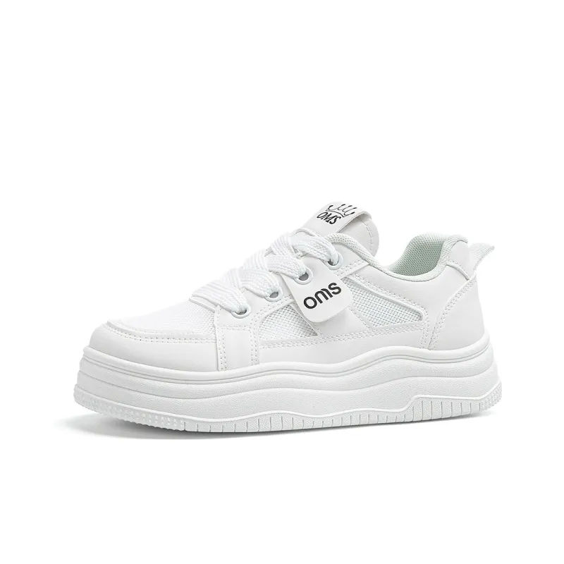 OMS Skateboard Shoes Women's Low Top Beige Black-0
