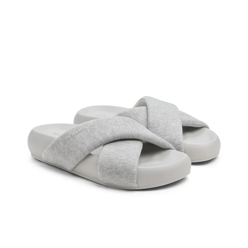 CHARLES&KEITH Composite Sole Slide Slippers 3.8cm Women's Black/Light Grey-4