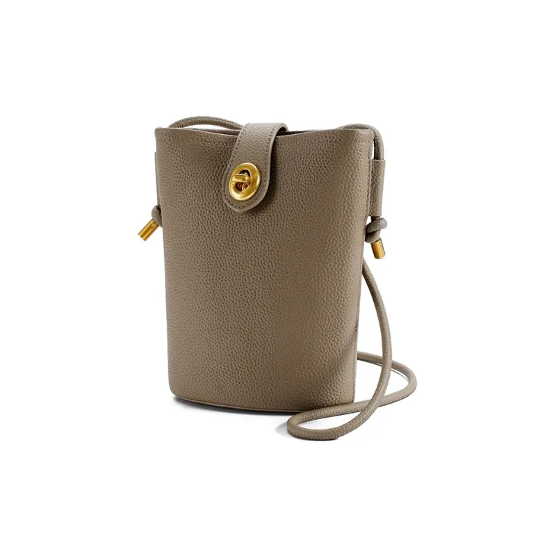 ST&SAT Cow Leather Bucket Bag With Cell Phone Pouch Crossbody Bag Shoulder Bag Regular Women's Khaki/Apricot/Ecru/Black-8