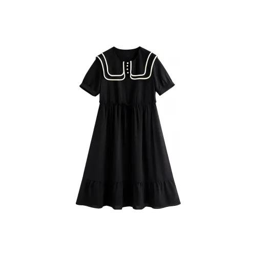 Inman Short-Sleeved Dresses Women's Midnight Black