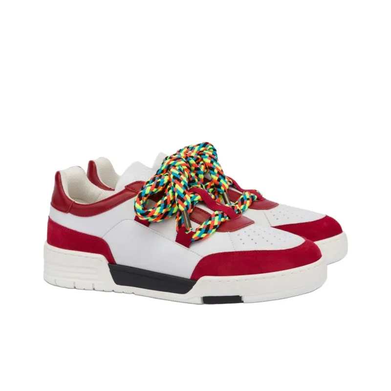 MOSCHINO Streetball Low-Top Skateboard Shoes Men's White Red-2