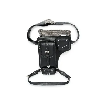 VFVF BAG OFFICAL Eco Friendly PU Verrou Bag Shoulder Bag, Fanny Pack Regular Unisex Black & Silver
