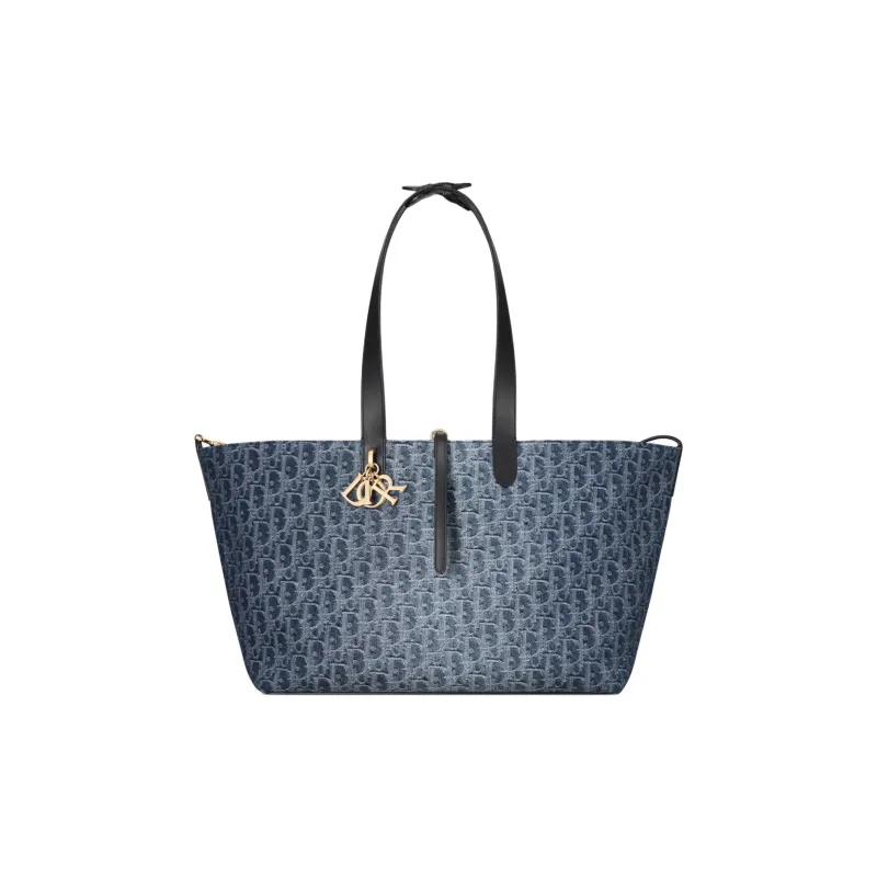 DIOR Oblique Jacquard Fabric Tote Bag, Shopping Bag, Indigenous Bag, Handbag Large Size Women's Blue-1