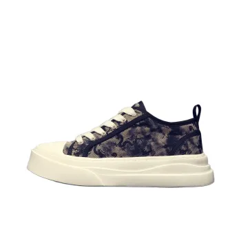 JANE HARLOW Breathable Lightweight Height Increasing Low-Top Skateboard Shoes Men's Black Apricot