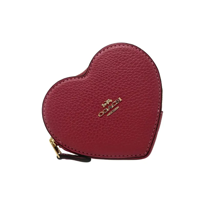COACH Refined Pebbled Leather Coin Box Coin Purse Women's Rouge Red-3