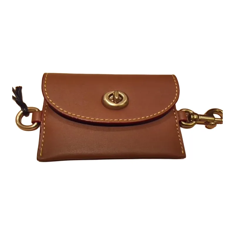 COACH Leather Suede Key Pouch Card Holder Wrist Bag Accessory Mini Women's Dark Umber-3