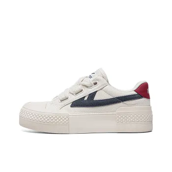 WARRIOR Canvas Shoes Women's Low Top Beige Dark Blue Red