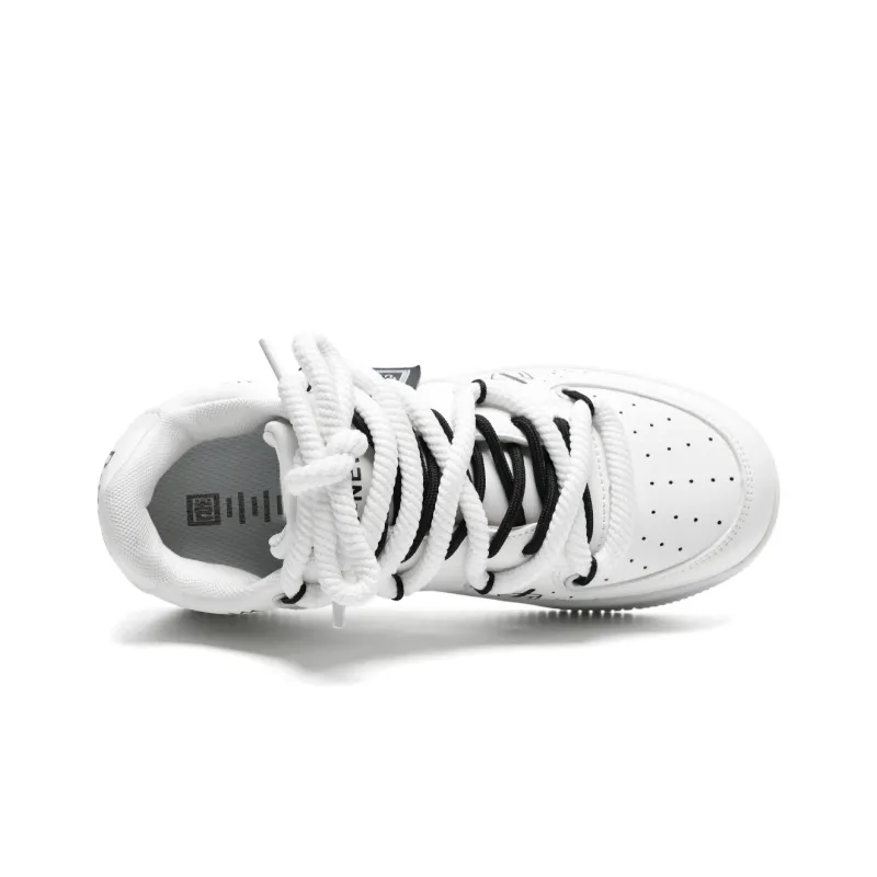 Circle Small Coverage Slip Resistant Waterproof Lightweight Low Top Skateboard Shoes Unisex White Black-19