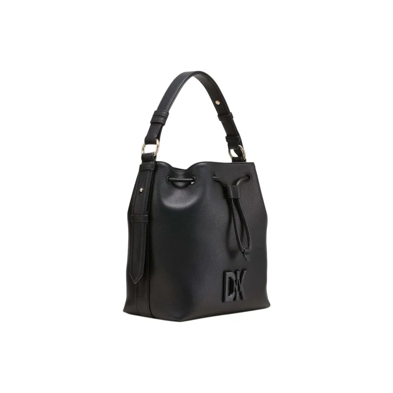 DKNY Leather Bucket Bags Handbags Medium Size Women's Black-1