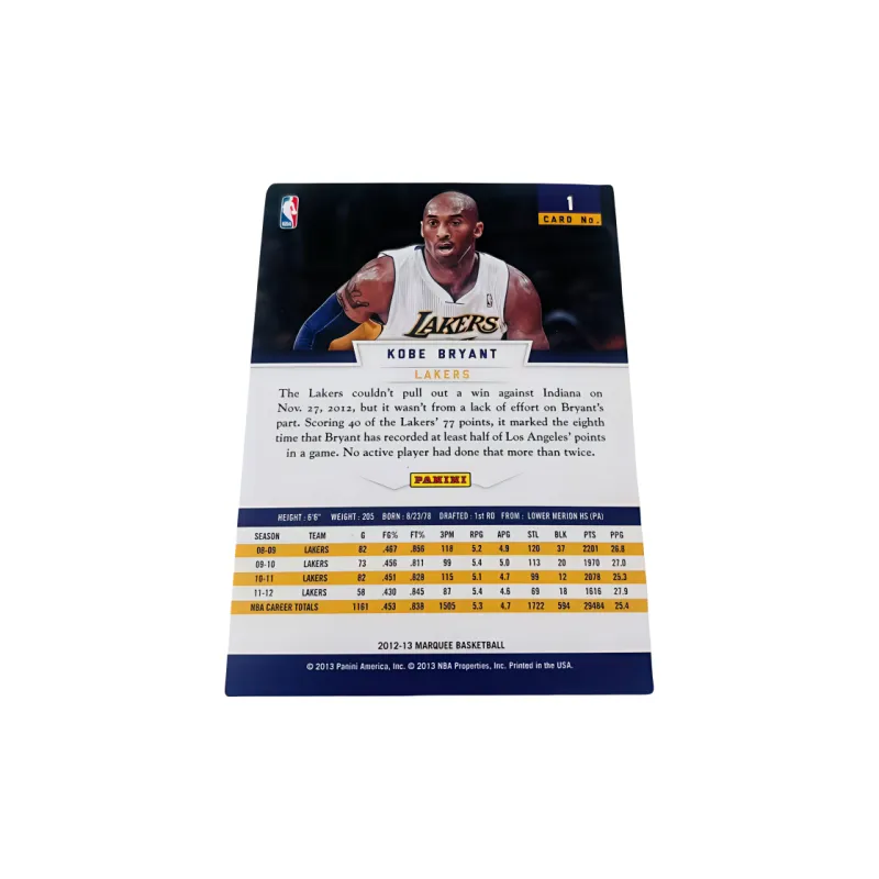 PANINI 12 13 Lakers Kobe Refringence Kobe Bryant Player Card Product Access Sports Cards 1 Pc-1
