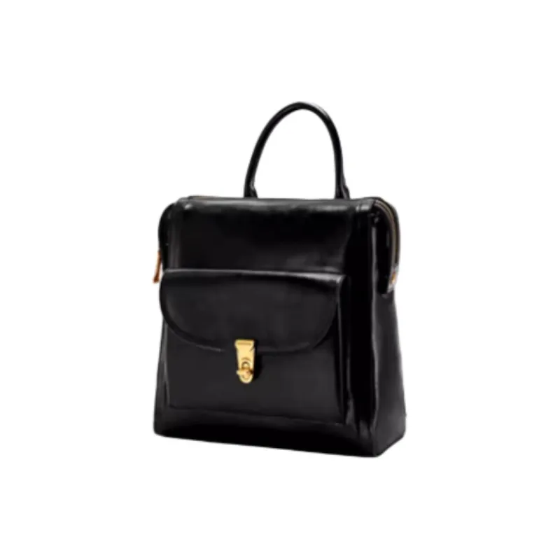 Hush Puppies Cow Leather Bonded Synthetic Leather Backpack Small Size Women's Black/Brown-4