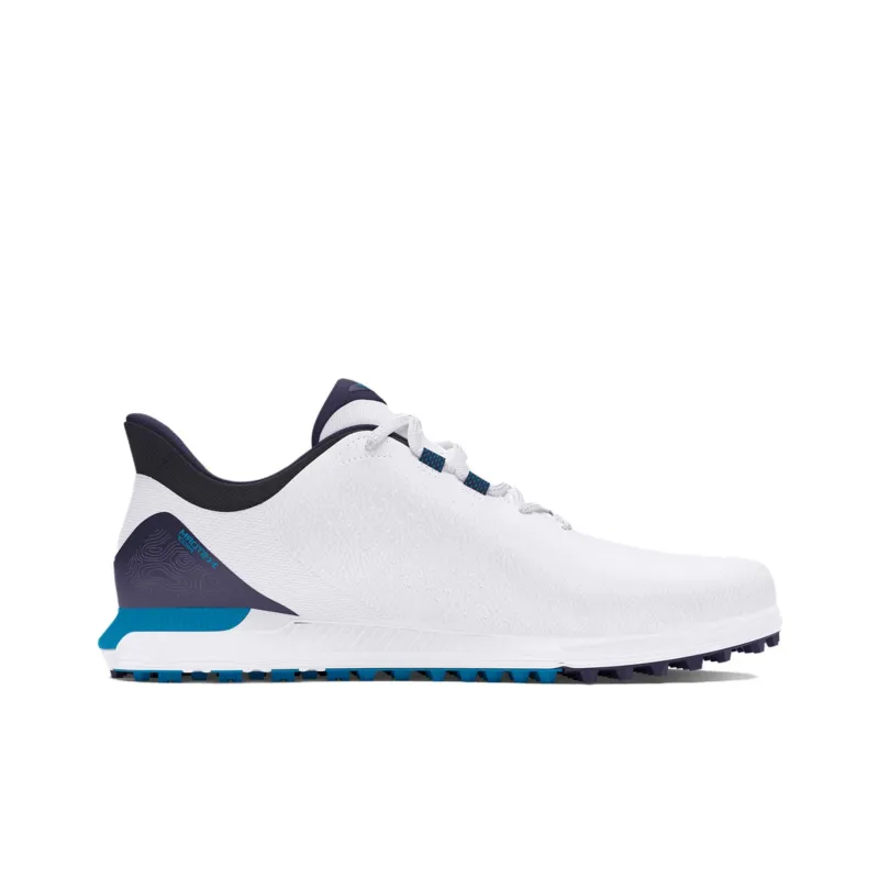 Under Armour Drive Fade Spikeless Shock Absorbers With Slip Resistant Features Low Top Golf Shoes Men's White Blue-1