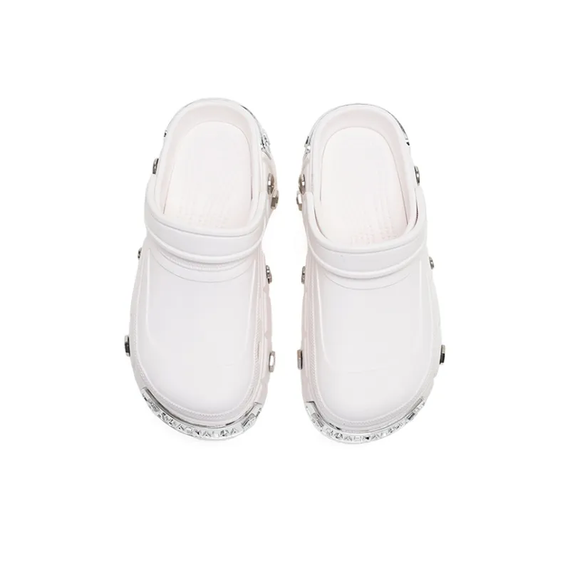EXULL Q Clogs Women's White Silver-4