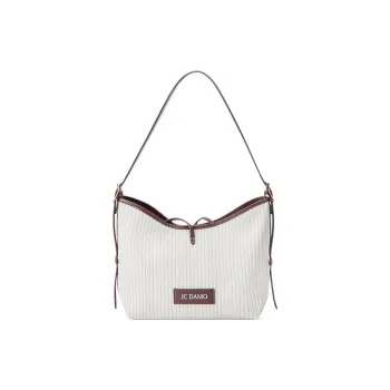 JC DAMO Fabric, Synthetic Leather Shoulder Bag, Handbag, Shoulder Bag Women's Soy Milk/Black/Blue
