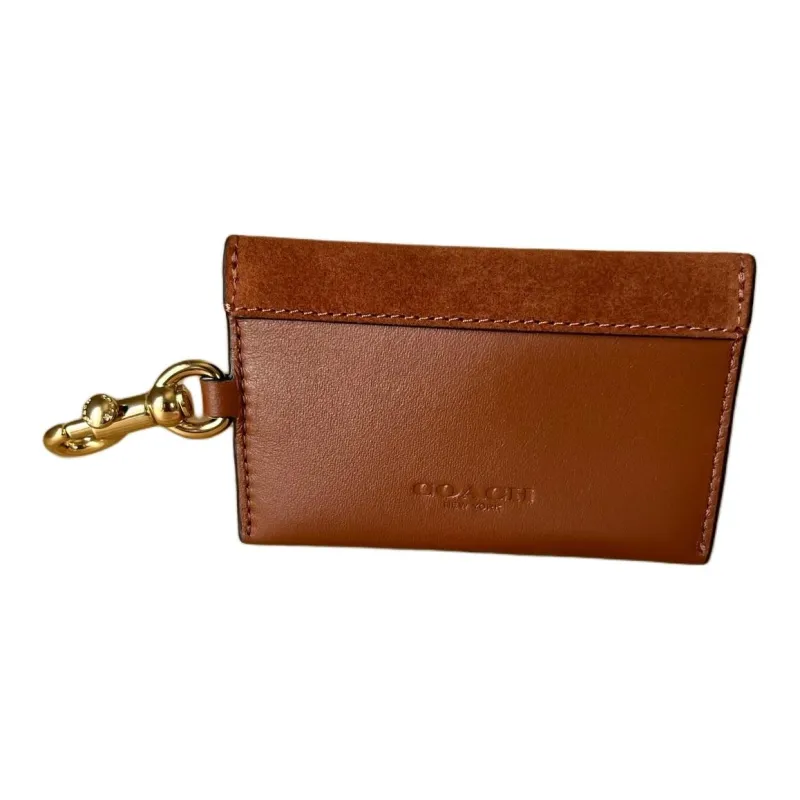 COACH Leather Suede Key Pouch Card Holder Wrist Bag Accessory Mini Women's Dark Umber-2
