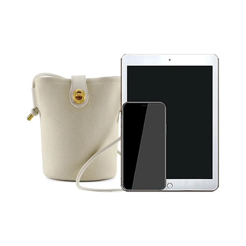 ST&SAT Cow Leather Bucket Bag With Cell Phone Pouch Crossbody Bag Shoulder Bag Regular Women's Khaki/Apricot/Ecru/Black-12