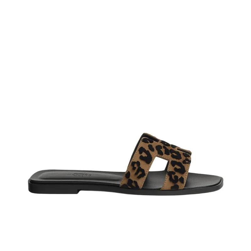 HERMES Oran Slide Slippers Women's Brown-1