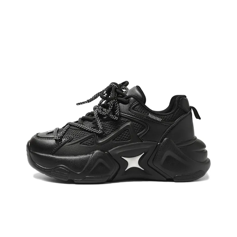 ZHR Ink Splatter Chinese Fashion Trend Abrasion Resistant Breathable Low Top Chunky Sneakers Unisex-5