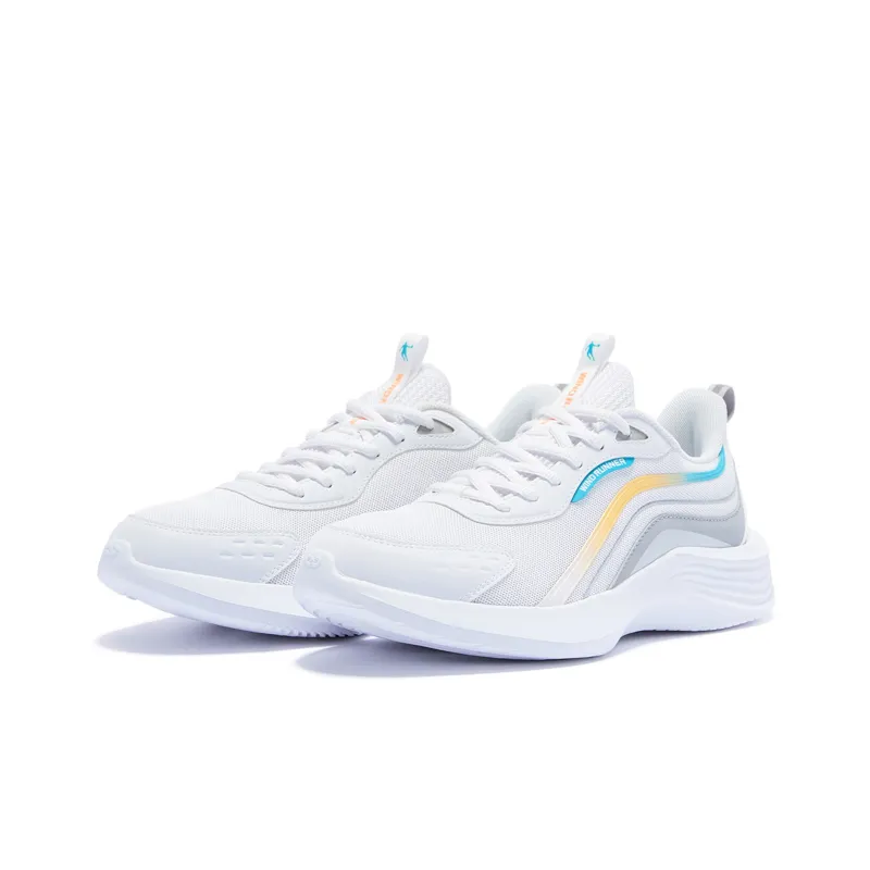 QIAODAN Cushioning Lightweight Low Top Running Shoes Men's White Blue-2